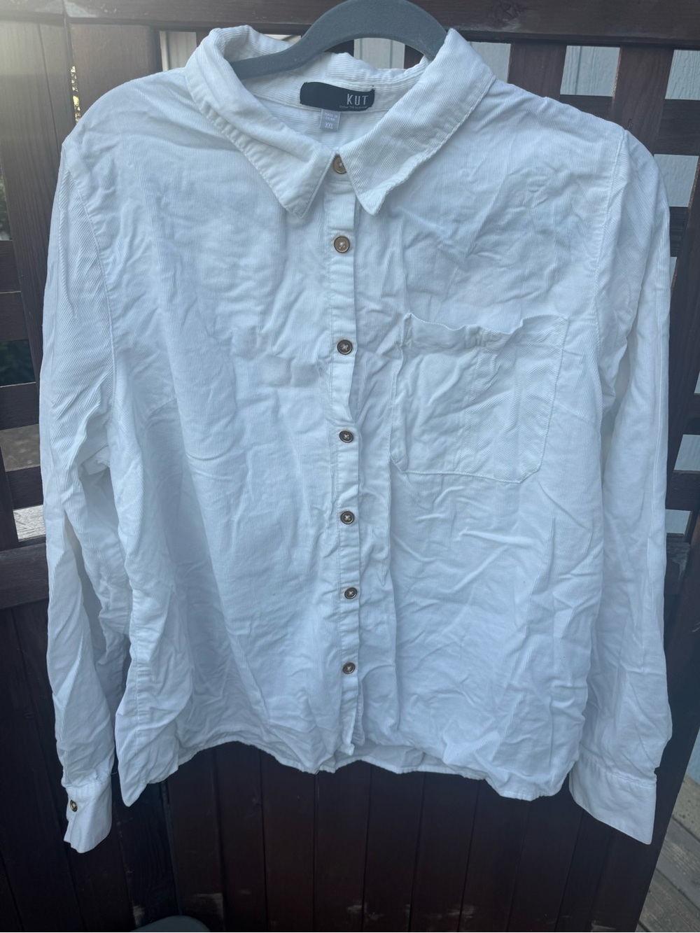 Kut from the Kloth Womens White Button-Down Shirt